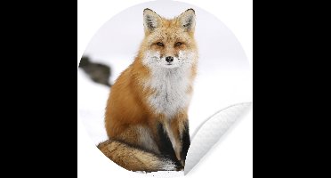 WallCircle - Muurstickers - Behangcirkel - Vos - Sneeuw - Winter - ⌀ 30 cm - Muurcirkel - Zelfklevend - Ronde Behangsticker