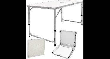 Campingtafel met handvat 120 cm wit/crème gemaakt van aluminium en MDF
