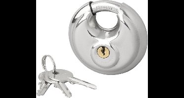 ProPlus Rond discusslot - gehard staal - 70 mm - inclusief 3 sleutels - zilver