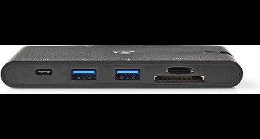 USB Docking Station - USB 3.2 Gen 1 - USB-C Male - HDMI Female / Micro SD / RJ45 Female / SD / VGA Female 15p / 2x USB-A / 2x USB-C - Rond - Vernikkeld - Zwart - Window Box met Euro Lock