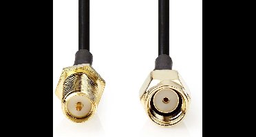 Nedis Antennekabel - RP-SMA Male - RP-SMA Female - Verguld - 50 Ohm - Enkelvoudig Afgeschermd - 1.00 m - Rond - PVC - Zwart - Envelop