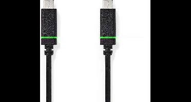 Nedis USB-Kabel - USB 3.2 Gen 1 - USB-C™ Male - USB-C™ Male - 60 W - 4K@60Hz - 5 Gbps - Vernikkeld - 1.00 m - Rond - PVC - Zwart - Envelop