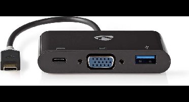 Nedis USB Multi-Port Adapter - USB 3.2 Gen 1 - USB-C Male - USB-A Female / USB-C Female / VGA Female 15p - 0.20 m - Rond - Verguld - PVC - Antraciet - Window Box
