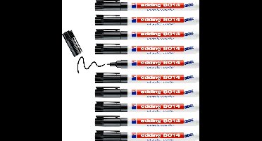 edding 8014 laboratoriummarker - zwart - 10 markers - ronde punt 1 mm - ideaal om te schrijven op gladde en transparante oppervlakken (bijv. proefbuizen, labinstrumenten, etiketten)
