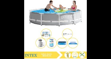 Intex Prism Frame Zwembad - Opzetzwembad - 366x76 cm - Inclusief Afdekzeil, Onderhoudspakket, Filter, Grondzeil en Stofzuiger