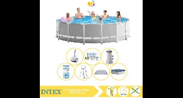 Intex Prism Frame Zwembad - Opzetzwembad - 457x122 cm - Inclusief Onderhoudspakket, Filter en Zwembad Stofzuiger