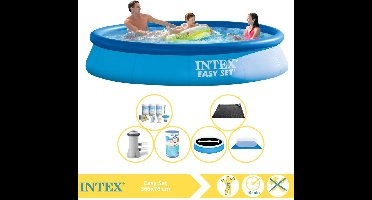 Intex Easy Set Zwembad - Opblaaszwembad - 366x76 cm - Inclusief Solarzeil Pro, Onderhoudspakket, Filter, Grondzeil en Solar Mat