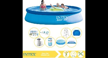Intex Easy Set Zwembad - Opblaaszwembad - 396x84 cm - Inclusief Solarzeil, Onderhoudspakket, Filter, Grondzeil, Onderhoudsset, Trap en Voetenbad