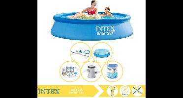 Intex Easy Set Zwembad - Opblaaszwembad - 244x61 cm - Inclusief Solarzeil, Onderhoudspakket, Zwembadpomp, Filter en Onderhoudsset