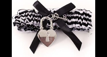 Kousenband boef zwart/wit met slot - carnaval thema feest party fun winter feest festival optocht