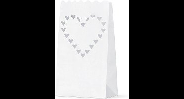 Partydeco Lantaarn zakje klein hartjes - 10 stuks