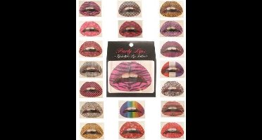Tijdelijke lip tattoos 4 stuks assorti.
