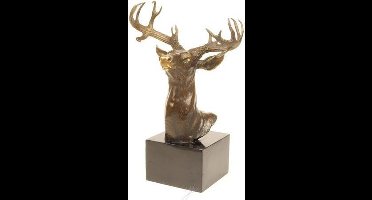 Bronzen beeld - Hertenkop - sculptuur - 51,5 cm hoog