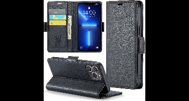 Hoesje geschikt voor iPhone 13 Pro - HyperCase Book Cover Kunstleer Zwart