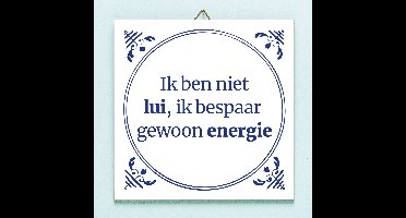 Tegeltje Ik Ben Niet Lui, Ik Bespaar Gewoon Energie van Ditverzinjeniet.nl