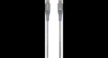 Skross USB-kabel USB 2.0 USB-C stekker, USB-C stekker 1.20 m Space grijs Rond, Flexibel, Stoffen mantel SKCA0017C-C120C