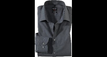 OLYMP Level 5 body fit overhemd - antraciet grijs - Strijkvriendelijk - Boordmaat: 43