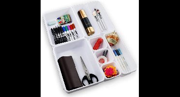 Aparte opbergdozen, 8 stuks, schuifladen, organizer, keuken, drager, organizer, systeem, antislip, voor make-up, bureau, badkamer, kantoor, keuken, wit