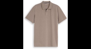 Tom Tailor - Piqué-poloshirt met geborduurd logo - Maat XXXL - Driftwood Taupe