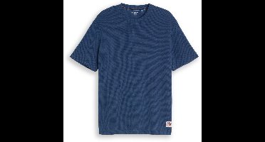 Tom Tailor - T-shirt met wafelstructuur - Maat XL - Dark Duck Blue