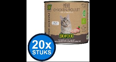20x Biofood - Organic Kip Menu Blik - Kattenvoer Natvoer - 200g