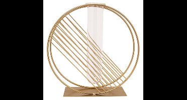 Vaas Circle Glass Tube 4,5x18cm Goud 20x 7xh20cm Rond Metaal