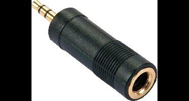 LINDY 35621 Jackplug Audio Adapter [1x Jackplug male 3,5 mm - 1x Jackplug female 6,3 mm] Zwart