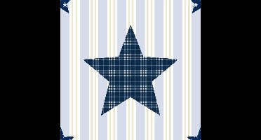 Dutch Wallcoverings Papierbehang ster groot - blauw/beige