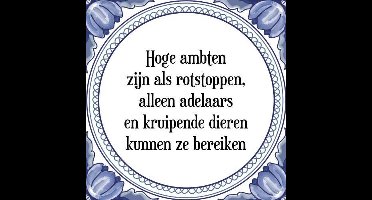 Tegeltje met Spreuk (Tegeltjeswijsheid): Hoge ambten zijn als rotstoppen, alleen adelaars en kruipende dieren kunnen ze bereiken + Kado verpakking & Plakhanger