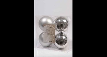 Decoris kerstballen - 4 stuks - kunststof - 10cm