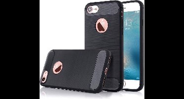 Geborsteld Hoesje geschikt voor Apple iPhone 6s / 6 Soft TPU Gel Siliconen Case Zwart iCall