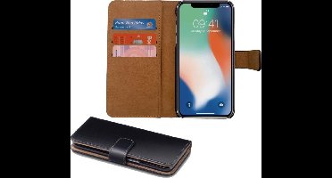 Kunstlederen Book Case Hoesje Zwart geschikt voor Apple iPhone Xs / X - Portemonee Wallet Hoesje van iCall