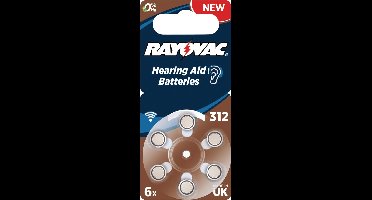 Rayovac Acoustic HA312 / 312 / PR41 / ZL3 180mAh 1.4V gehoorapparaat batterij - 6 Stuks (1 Blister)