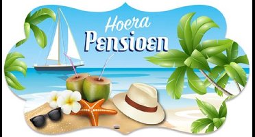 Witbaard Huldeschild Hoera Pensioen 42 X 22 Cm Karton Blauw