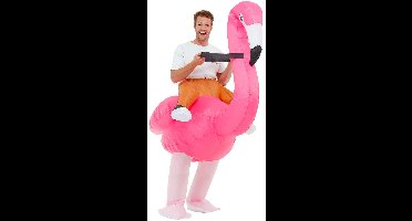 Smiffys - Inflatable Ride Em Flamingo Kostuum - Roze