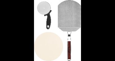 Mustang 3-delige Pizza set -  Pizzasteen diameter 32 cm - Pizzasnijder - Pizzaschep - spatel