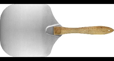 Krumble Pizzaschep - RVS - Vierkant - Met houten handvat - 64 x 30 cm (lxb) - Pizzaspatel - Barbecue accessoires - Zilver - Lichtbruin