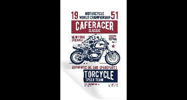 Muurstickers - Sticker Folie - Mancave - Motor - Vintage - Race - 20x30 cm - Plakfolie - Muurstickers Kinderkamer - Zelfklevend Behang - Zelfklevend behangpapier - Stickerfolie