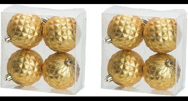 8x Luxe gouden kunststof kerstballen 8 cm - Onbreekbare plastic kerstballen - Kerstboomversiering goud