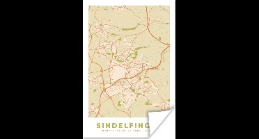 Poster Plattegrond - Sindelfingen - Kaart - Stadskaart - Vintage - 20x30 cm