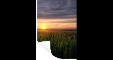 Muurstickers - Sticker Folie - Windmolen - Zon - Gras - 20x30 cm - Plakfolie - Muurstickers Kinderkamer - Zelfklevend Behang - Zelfklevend behangpapier - Stickerfolie