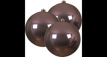 Decoris Kerstbal - 3x stuks - lila paars - groot - D14 cm - kunststof - glans - kerstversiering
