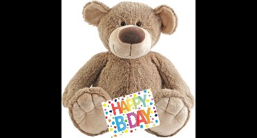 Pluche knuffel Happy Horse knuffelbeer - 70 cm - met A5-formaat Happy Birthday wenskaart - Cadeau - Versturen