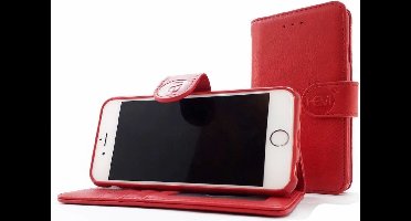 HEM hoesje geschikt voor Samsung Galaxy S22 - Burned Red Leren Portemonnee Hoesje - Lederen Wallet Case TPU meegekleurde binnenkant- Book Case - Flip Cover - Boek - 360º beschermend Telefoonhoesje