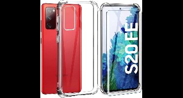 Hoesje Geschikt Voor Samsung Galaxy S20 FE 2022 Hoesje - Shockproof siliconen hoesje met Schokbestendig Transparant cover - Galaxy S20 FE screen Protector 2 pack tempered glass