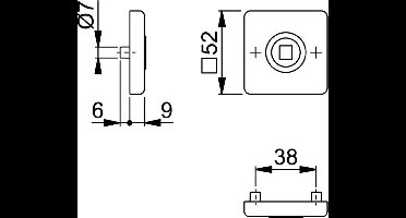 Hoppe krukrozet vierkant zwart