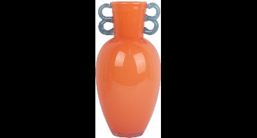 Present Time Vaas Fiesta - Oranje - 14.5x14.5x30cm - Glas - Scandinavisch - Bloemenvaas - Woondecoratie - Decoratieve vaas voor woonkamer of slaapkamer - Moederdag - Moederdag cadeautje - Moederdag cadeau voor mama