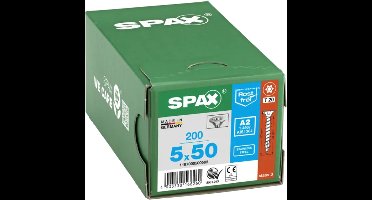 Roestvaststalen schroef, 5 x 50 mm, 180 stuks, Deeldraad, Verzonken kop, T-STAR plus T20, 4CUT, Roestvast staal A2 - 8000000287893