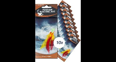 Eurocatch Makreel Onderlijn -3-Haken - Rood/geel - 10 stuks -Paternoster - Zeevissen