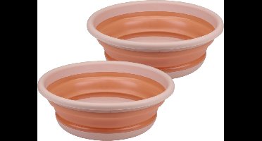 Afwasteil/wasmand emmer opvouwbaar - 2x - kunststof - 8 L - D37 x H13 cm- huishoud/camping